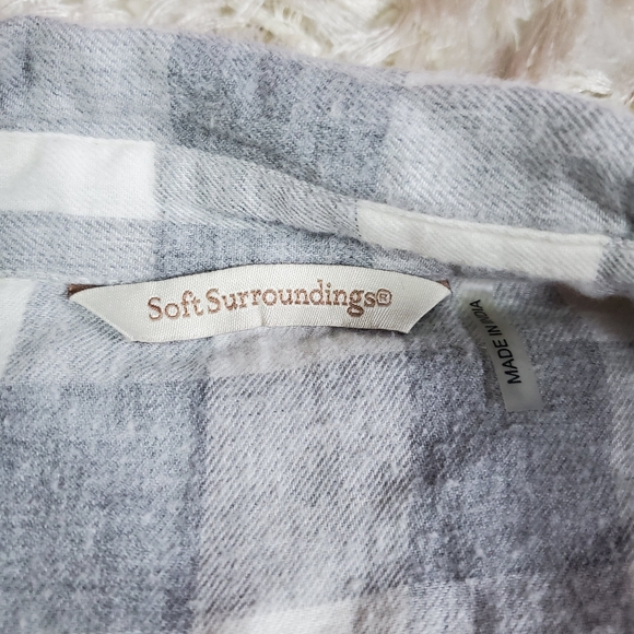 Soft Surroundings Plaid Lace Trim Top - Picture 5 of 13